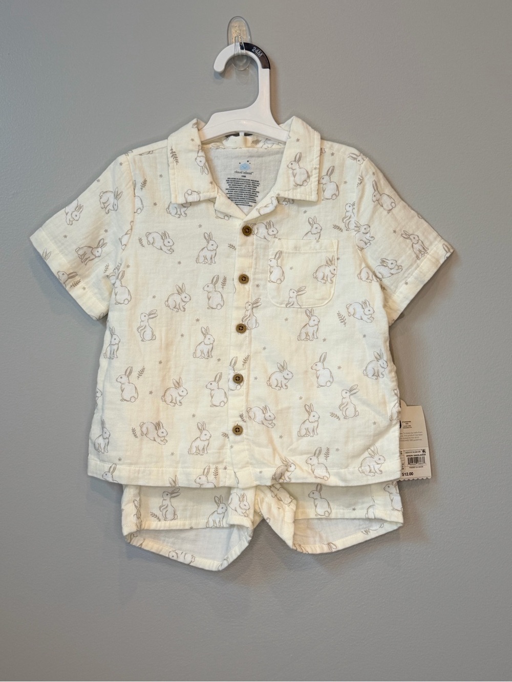 cloud island Cream Bunny Button-Front Toddler Set